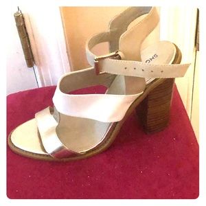 SALE Shoemint gold white strap heels